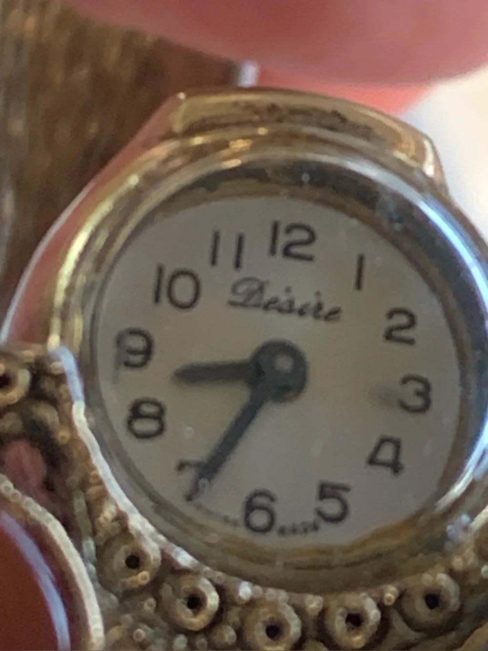 Beautiful Vintage Women's Desire Bangle Hidden Watch with Cabachon Stones